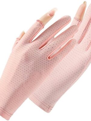 Thin Sunscreen Gloves for Women's Breathable Cycling Sunshade Two Finger Gloves