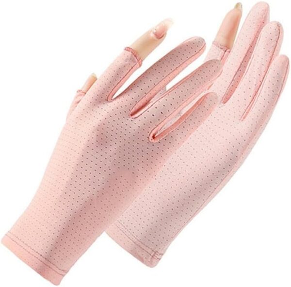 Thin Sunscreen Gloves for Women's Breathable Cycling Sunshade Two Finger Gloves
