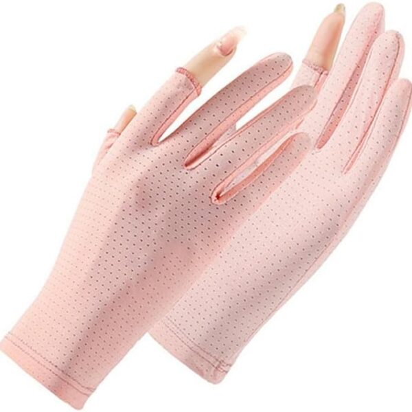 Thin Sunscreen Gloves for Women's Breathable Cycling Sunshade Two Finger Gloves