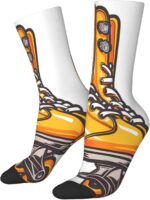 Roller Skates Print Mid Length Socks With High Elasticity And Breathability, Without Any Pressure On The Feet Unisex White