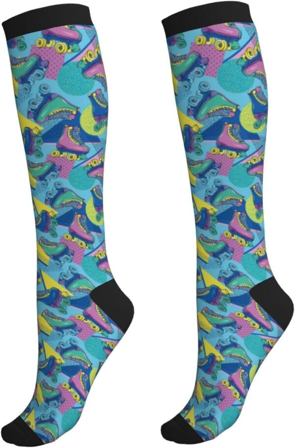 Crazy Fun Compression Socks Women Men Knee High Support Socks For Athletic Running Cycling