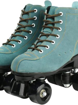 Cowhide Roller Skates for Women and Men High-Top Shoes Double-Row Design,Adjustable Classic Premium Roller Skates