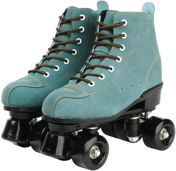 Cowhide Roller Skates for Women and Men High-Top Shoes Double-Row Design,Adjustable Classic Premium Roller Skates