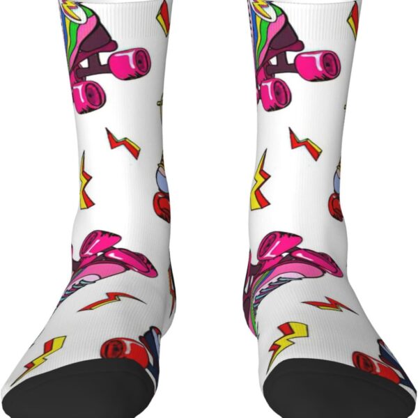 Colorful Roller Skates Comfortable Mid-Calf Socks For Men And Women-Fashionable Adult Socks,Elevate Your Style.