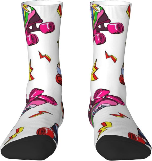 Colorful Roller Skates Comfortable Mid-Calf Socks For Men And Women-Fashionable Adult Socks,Elevate Your Style.