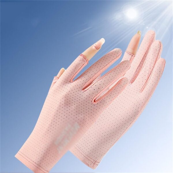Thin Sunscreen Gloves for Women's Breathable Cycling Sunshade Two Finger Gloves