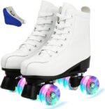 Double-Row Roller Skates for Unisex - PU Leather High-Top Four-Wheel Shiny Skates