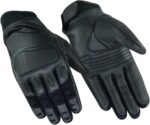 Men’s Leather Gloves – Goatskin Leather Motorcycle Glove with Hidden Knuckle Protection and Touch Screen Finger Tip