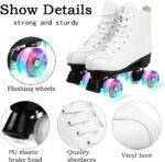 Double-Row Roller Skates for Unisex - PU Leather High-Top Four-Wheel Shiny Skates
