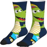 Dino Playing Roller Skate for Mid-Calf Athletic Socks for Men Women, Breathable Moisture Wicking Sports Socks, Cushioned Running Training Socks for Sports