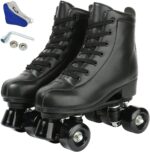 Women's Roller Skates PU Leather High-top Roller Skate Four-Wheel Roller Skate Shiny Roller Skates with Carry Bag for Girls
