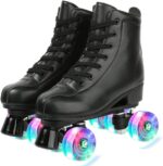 Roller Skates for Women Men, High Top PU Leather Classic Double-Row, Indoor Outdoor, Beginner Shoes Bag