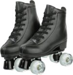 Roller Skates for Women and Men, Classic Double-Row Indoor Outdoor Roller Skates High-Top Premium PU Leather Adjustable Light Up Four-Wheel Unisex Quad Roller Skates for Beginner Girls Boys