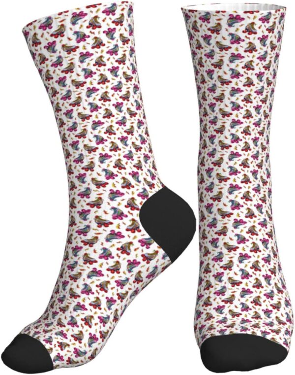 Color Roller Skates Print Print Lightweight Mid-Tube Socks For Men Women Breathable Athletic Fashion Gym Running