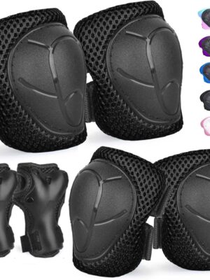 Kids/Youth Knee Pads and Elbow Pads Set for Kids 3-14 Years Boys Girls Protective Gear Set Adjustable Knee Pads, Elbow Pads, Wrist Guards Skateboard Skating Skiing Cycling Biking Running Scooter
