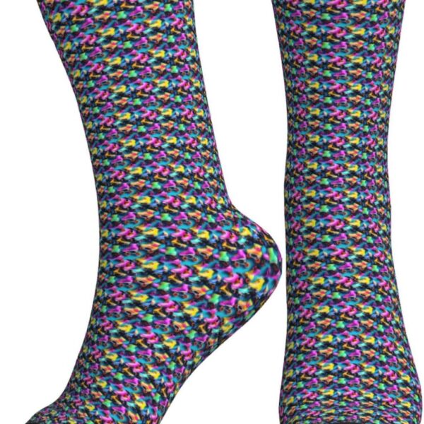 Colorful Roller Skates Print Adults Mid Tube Sports Socks Lightweight Breathable Running Fitness Jogging Training