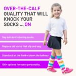 Rainbow Sprinkle Over the Calf Sports Socks – Fun & Colorful Athletic Socks for Girls, Boys, Women & Youth