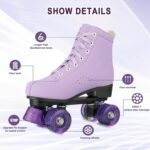 Roller Skates for Girls and Women, Cozy PU Leather Gradient Color Skates with Flash Wheels, Indoor Outdoor Skates for Beginner
