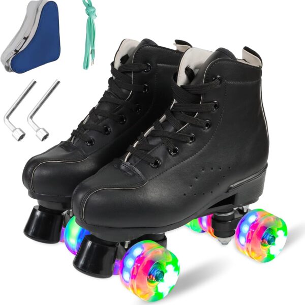 Professional Outdoor Indoor Roller Skates for Women and Men, Adjustable Four Wheel Senior Skates