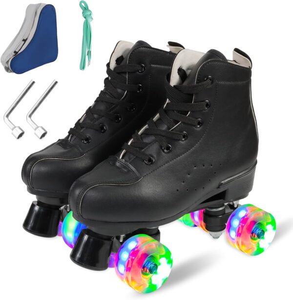 Professional Outdoor Indoor Roller Skates for Women and Men, Adjustable Four Wheel Senior Skates
