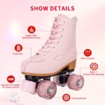 Roller Skates for Girls and Women, Cozy PU Leather Pink Purple Light Up Skates, Indoor Outdoor Skates for Youth Beginner Girls Ages 8-12