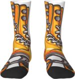 Roller Skates Print Mid Length Socks With High Elasticity And Breathability, Without Any Pressure On The Feet Unisex White