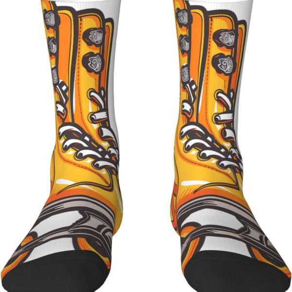 Roller Skates Print Mid Length Socks With High Elasticity And Breathability, Without Any Pressure On The Feet Unisex White