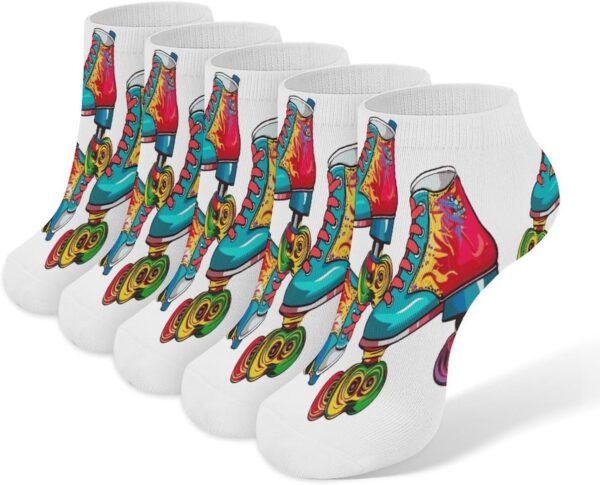 Colorful Roller Skates Sock for Men Women Breathable Casual Socks Cute Low Socks Personality Running Sock Travel Running