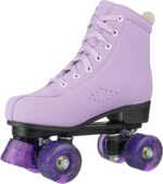 Roller Skates for Girls and Women, Cozy PU Leather Gradient Color Skates with Flash Wheels, Indoor Outdoor Skates for Beginner