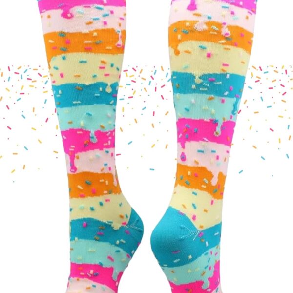 Rainbow Sprinkle Over the Calf Sports Socks – Fun & Colorful Athletic Socks for Girls, Boys, Women & Youth