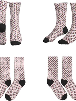 Color Roller Skates Print Print Lightweight Mid-Tube Socks For Men Women Breathable Athletic Fashion Gym Running