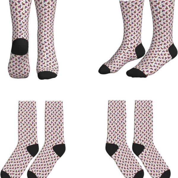 Color Roller Skates Print Print Lightweight Mid-Tube Socks For Men Women Breathable Athletic Fashion Gym Running