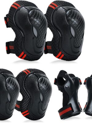 Adjustable Kids Knee Pads Elbow Pads Wrist Guards Set for 3-8 Years Child Protective Gear Set for Roller Skates,,Bike,Cycling, Skateboard, Inline Skating, Scooter Riding Sports,Football
