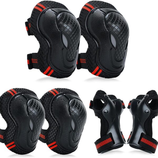 Adjustable Kids Knee Pads Elbow Pads Wrist Guards Set for 3-8 Years Child Protective Gear Set for Roller Skates,,Bike,Cycling, Skateboard, Inline Skating, Scooter Riding Sports,Football