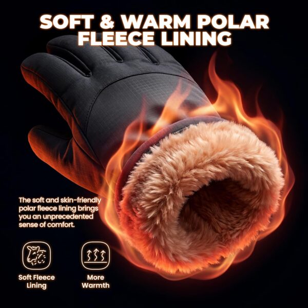 Winter Waterproof Ski Snow Warm Gloves for Women Men, Windproof Cold Weather Thermal with Touchscreen Fingers, for Running Driving Cycling Hiking Biking Outdoor Sports Daily Work