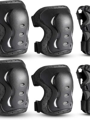 Kids/Youth/Adult Knee Pads Elbow Pads with Wrist Guards Protective Gear Set 6 Pack for Rollerblading Skateboard Cycling Skating Bike Scooter Riding Sports