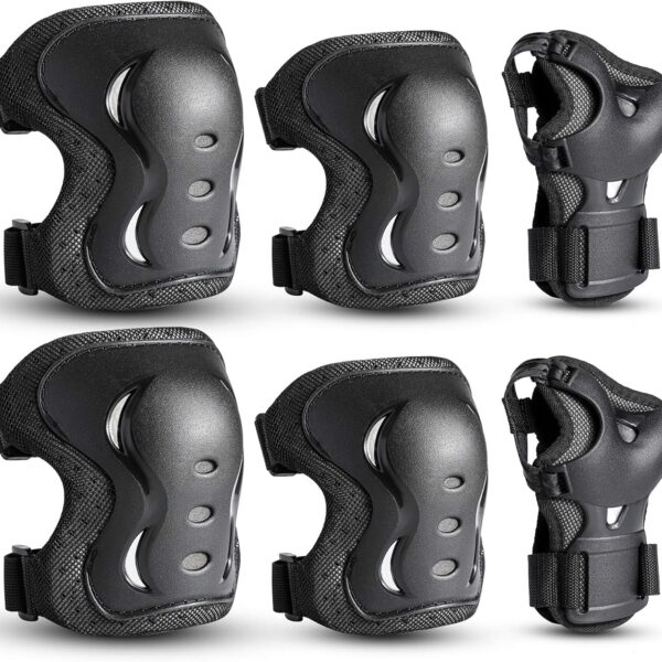 Kids/Youth/Adult Knee Pads Elbow Pads with Wrist Guards Protective Gear Set 6 Pack for Rollerblading Skateboard Cycling Skating Bike Scooter Riding Sports
