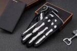 Deerskin Leather Non-Slip Skeleton Motorcycle Warm Lining Winter Gloves for Men,Gloves for Cycling and Riding
